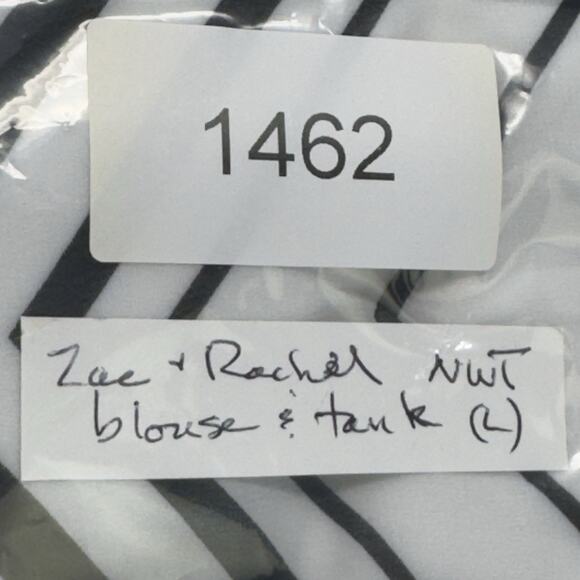 Sheer Chiffon Chevron Chic Tunic w/Tank L Asymmetric Hem Black/White Boho Flowy - Picture 15 of 15